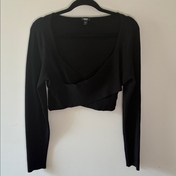 Express Black Long Sleeve Crop Top - Picture 1 of 3